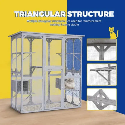 Large Cat Cage With 3 Jumping Platforms And 2 Napping Houses For Cat Activity My Store