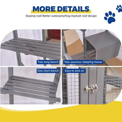 Large Cat Cage With 3 Jumping Platforms And 2 Napping Houses For Cat Activity My Store