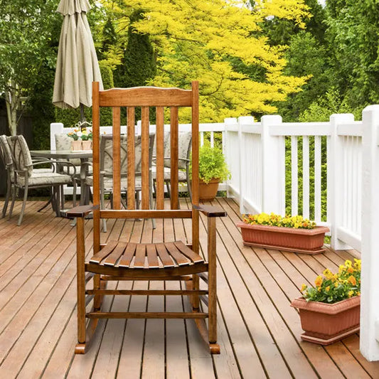 Wooden Rocking Chair With Original Wood Color, Poplar Wavy Shape And Armrests My Store