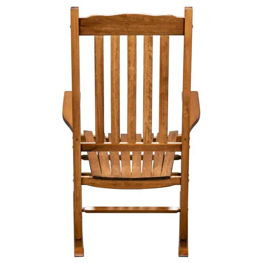 Wooden Rocking Chair With Original Wood Color, Poplar Wavy Shape And Armrests My Store