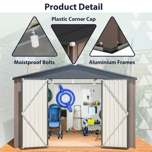 10 X 10 Ft Metal Storage Shed Brown My Store