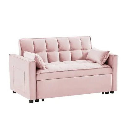 Modern Velvet Loveseat Futon Sofa Couch W Pullout Bed My Store