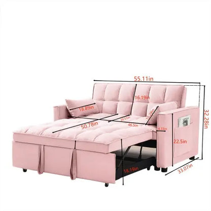 Modern Velvet Loveseat Futon Sofa Couch W Pullout Bed My Store