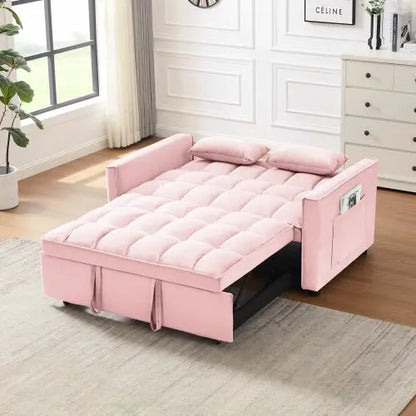 Modern Velvet Loveseat Futon Sofa Couch W Pullout Bed My Store