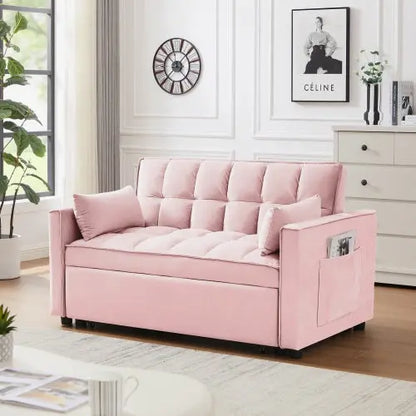 Modern Velvet Loveseat Futon Sofa Couch W Pullout Bed My Store