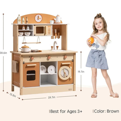 Kitchen Playset Wooden Play Toy With Accessories My Store