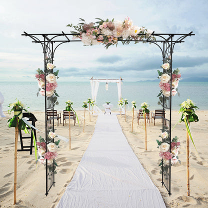 7.1ft Black Flat Top Wrought Iron, Courtyard Iron Arch Inkedjoy