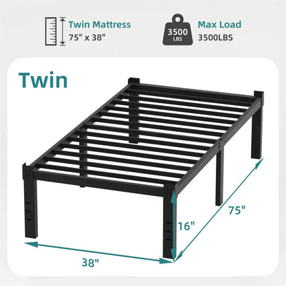 Classic Iron Bed Frame Mattress Under Bed Storage No Box Spring Needed Queen-Black My Store