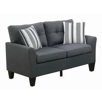 Living Room Furniture 2pc Sofa Set Sofa And Loveseat Charcoal Glossy Polyfiber Plywood Solid Pine My Store