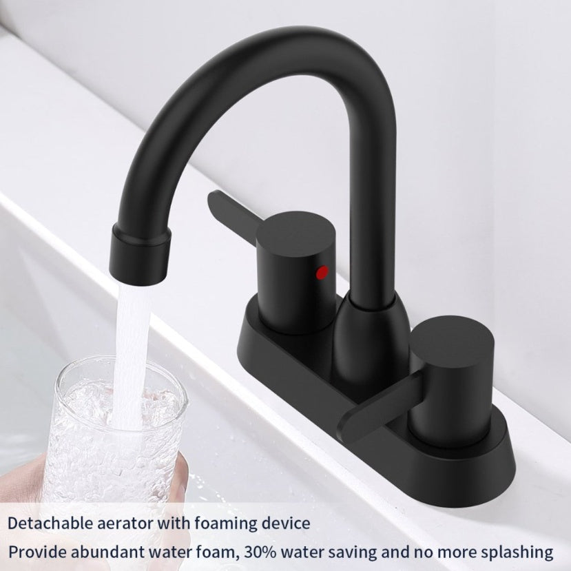 2 Handles Bathroom Sink Faucet- Matte Black My Store