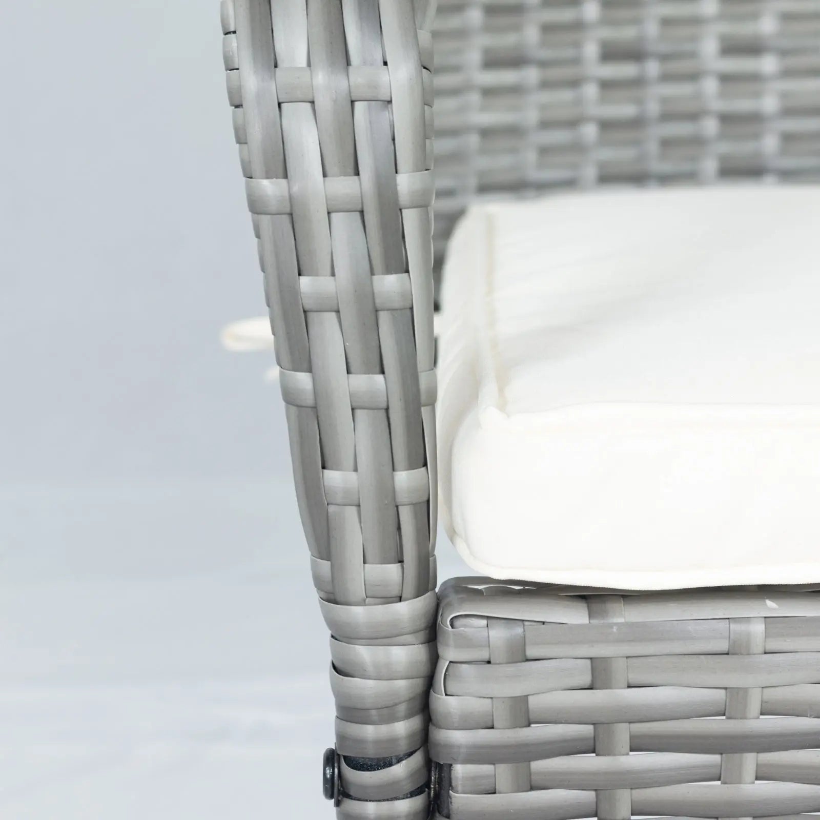 3 Piece Patio Wicker Conversation Set Grey Wicker  White Cushion My Store