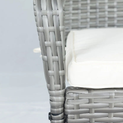 3 Piece Patio Wicker Conversation Set Grey Wicker  White Cushion My Store