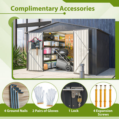 10X8 FT Outdoor Storage Shed- Black Inkedjoy