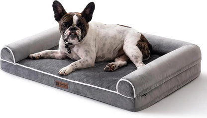 MEWOOFUN Orthopedic Dog Bed For Medium Large Dogs - Egg Foam Sofa With Waterproof Washable Cover, Supportive Pet Bed Grey, 40''x30'' My Store