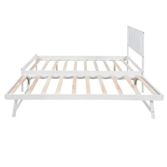 Full-size Platform Bed With Adjustable Rollers, White My Store