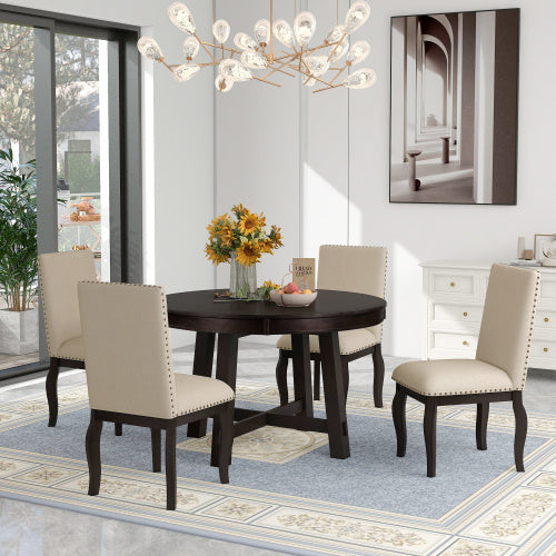 5-piece Farmhouse Wooden Dining Table Set Inkedjoy