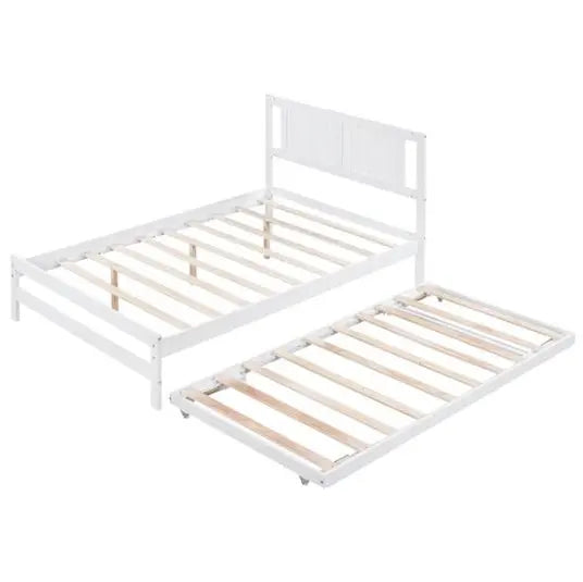 Full-size Platform Bed With Adjustable Rollers, White My Store