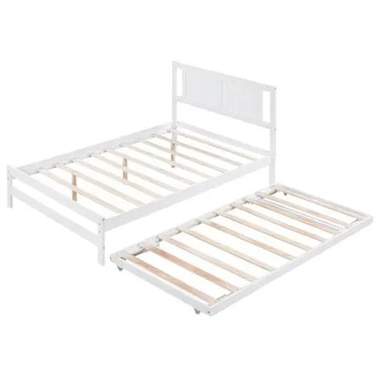 Full-size Platform Bed With Adjustable Rollers, White My Store