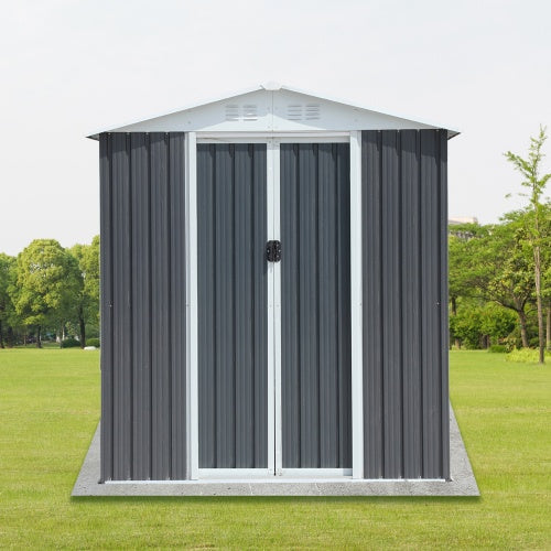 6FTx4FT Apex Roof Outdoor Tool Storage With Aluminum Alloy Frame And Sliding Door My Store