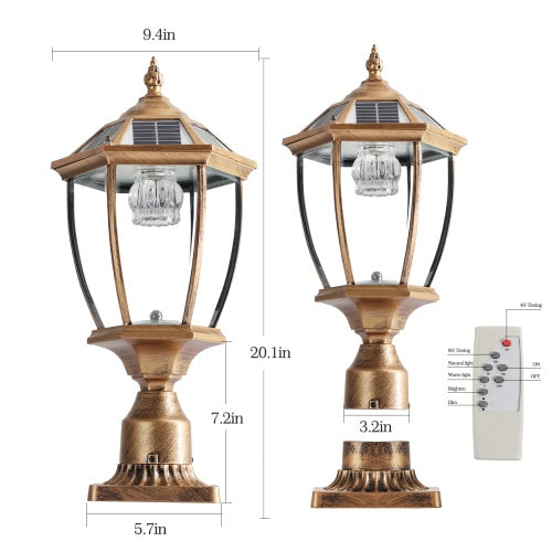 Vintage Gold Solar Pillar Headlight With Dimmable LED 1-Pack My Store