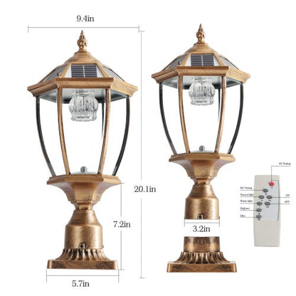 Vintage Gold Solar Pillar Headlight With Dimmable LED 1-Pack My Store