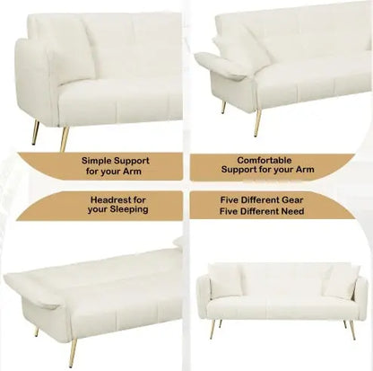 Futon Sofa Bed, Convertible Double Sofa Bed With Folding Armrests My Store