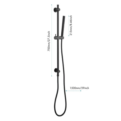 Handheld Shower head With 28 Inch Slide Bar And 59 Inch Hose Inkedjoy