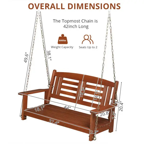 Red Brown Iron Chain Double Wooden Swing My Store