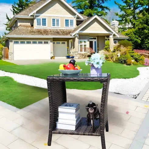 Outdoor Patio Furniture 1 Coffee Table With Clear Tempered Glass My Store