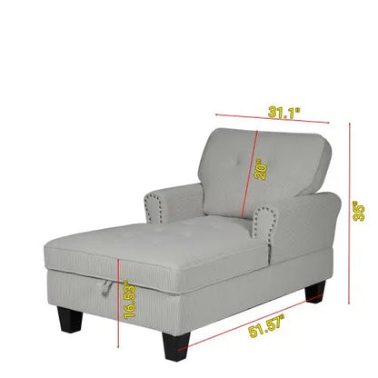 Chaise Lounge Indoor Sleeper Sofa Bed Chair Upholstered Lounge Chair For Bedroom Living Room With Rivets My Store