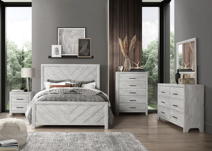 Modern Twin 5PC Storage Bedroom Set - Natural Wood Finish, Elegant Design - Ohberri
