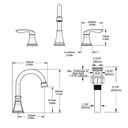 8 Inch Wide Bathroom Sink Faucet -Bronze My Store