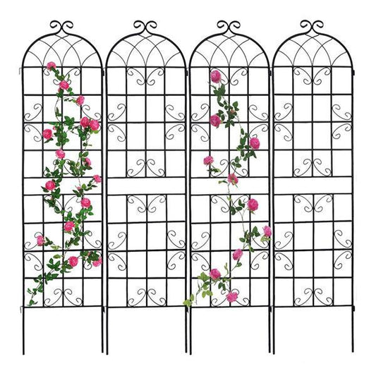 Metal Garden Trellis , Suitable For Climbing Plants, Outdoor Flower Stand - Black Inkedjoy