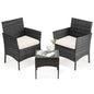 4 Pieces, Outdoor Furniture With Glass Table, Weaving Wicker Rattan Patio Chairs Inkedjoy