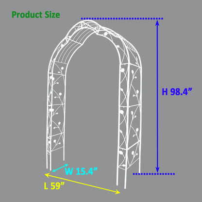 Metal Garden Arch, Climbing Plant Support Rose Arch- Cream White Inkedjoy