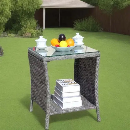 Outdoor Patio Furniture 1 Coffee Table With Clear Tempered Glass My Store