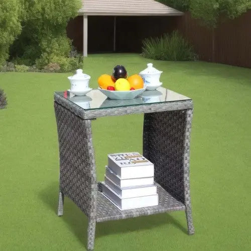 Outdoor Patio Furniture 1 Coffee Table With Clear Tempered Glass My Store