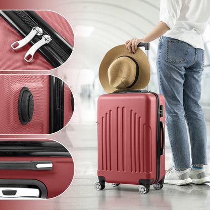 Curved Vertical Stripe 4-in-1 Trolley Case 16in 20in 24in 28in ABS Aluminum Alloy Tie Rod Inkedjoy