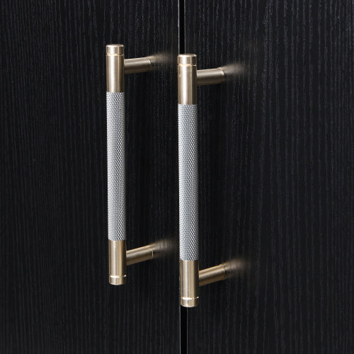 Four Door Cabinet With Metal And Crossed Leg Design My Store