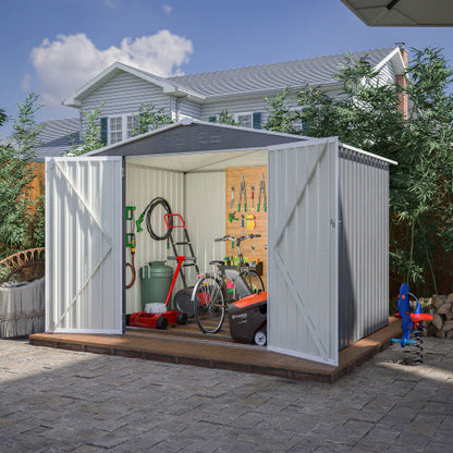 8 X 6 FT Garden Tool Storage Sheds With Metal Foundation With Floor Frame Grey My Store