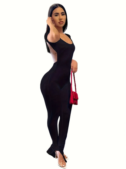 Solid Split Bodycon Jumpsuit for Women - Stylish & Durable Ohberri