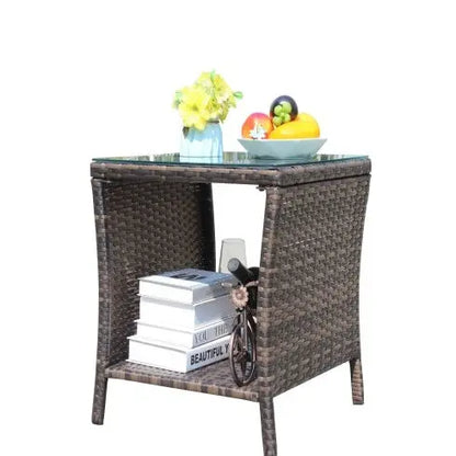 Outdoor Patio Furniture 1 Coffee Table With Clear Tempered Glass My Store