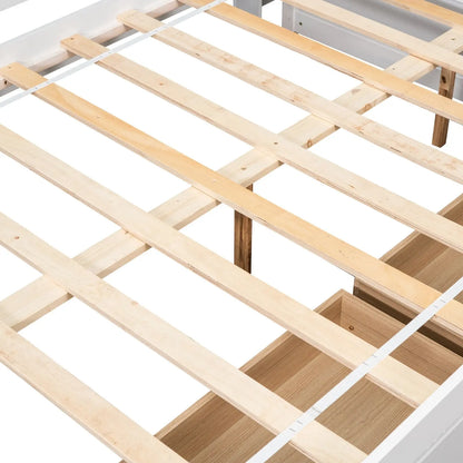 Full Bed With L-shaped Bookcases, Drawers ,White My Store