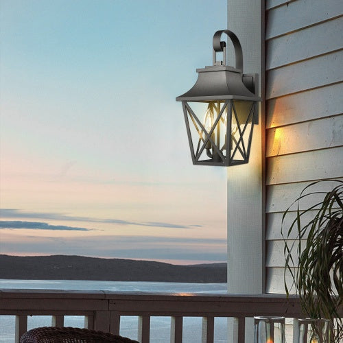 Black Outdoor Wall Light 2 Lights, Large Outdoor Modern Wall Light Fixtures Inkedjoy