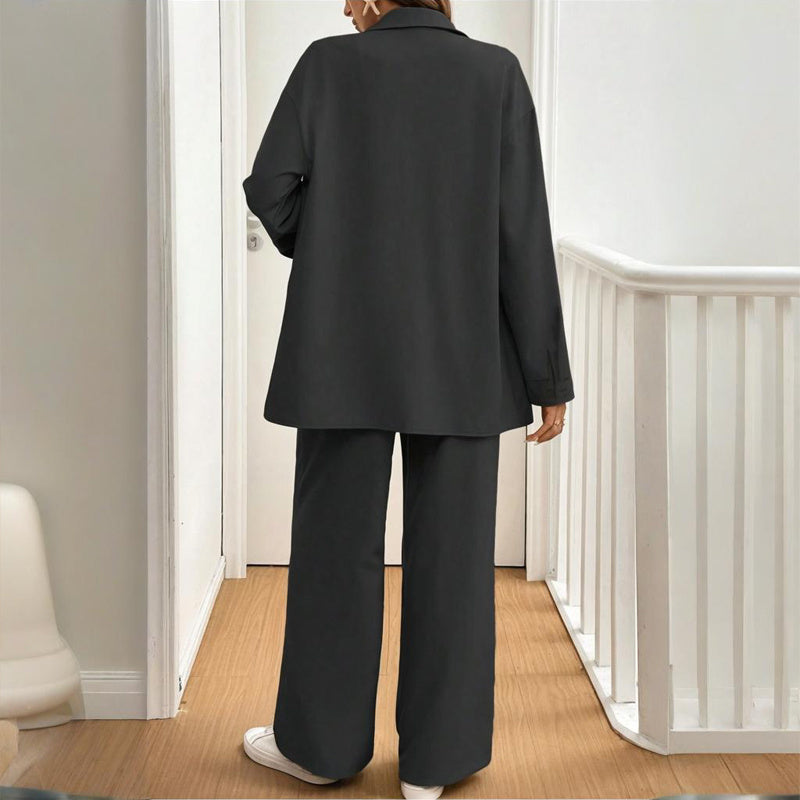 Women's Solid Color Shirt & Pants Set My Store