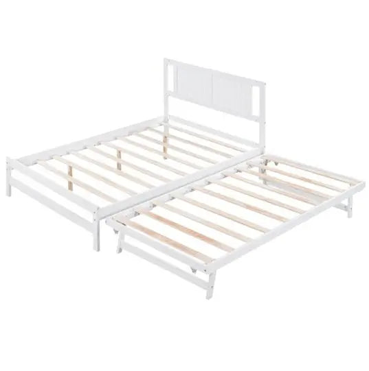 Full-size Platform Bed With Adjustable Rollers, White My Store