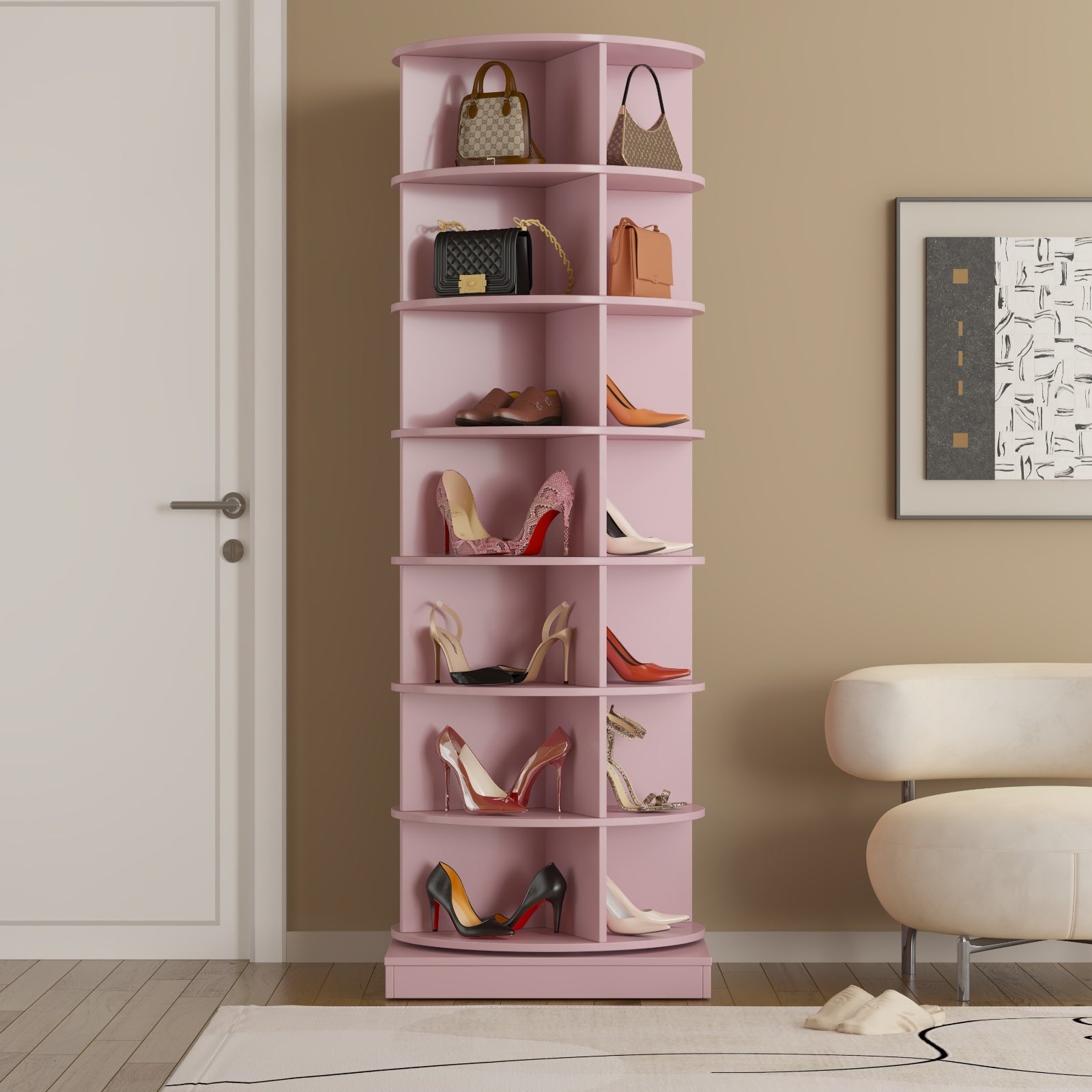 New 360 Rotating Shoe Cabinet With 7 Layers Can Accommodate Up To 28 Paris Shoes Inkedjoy