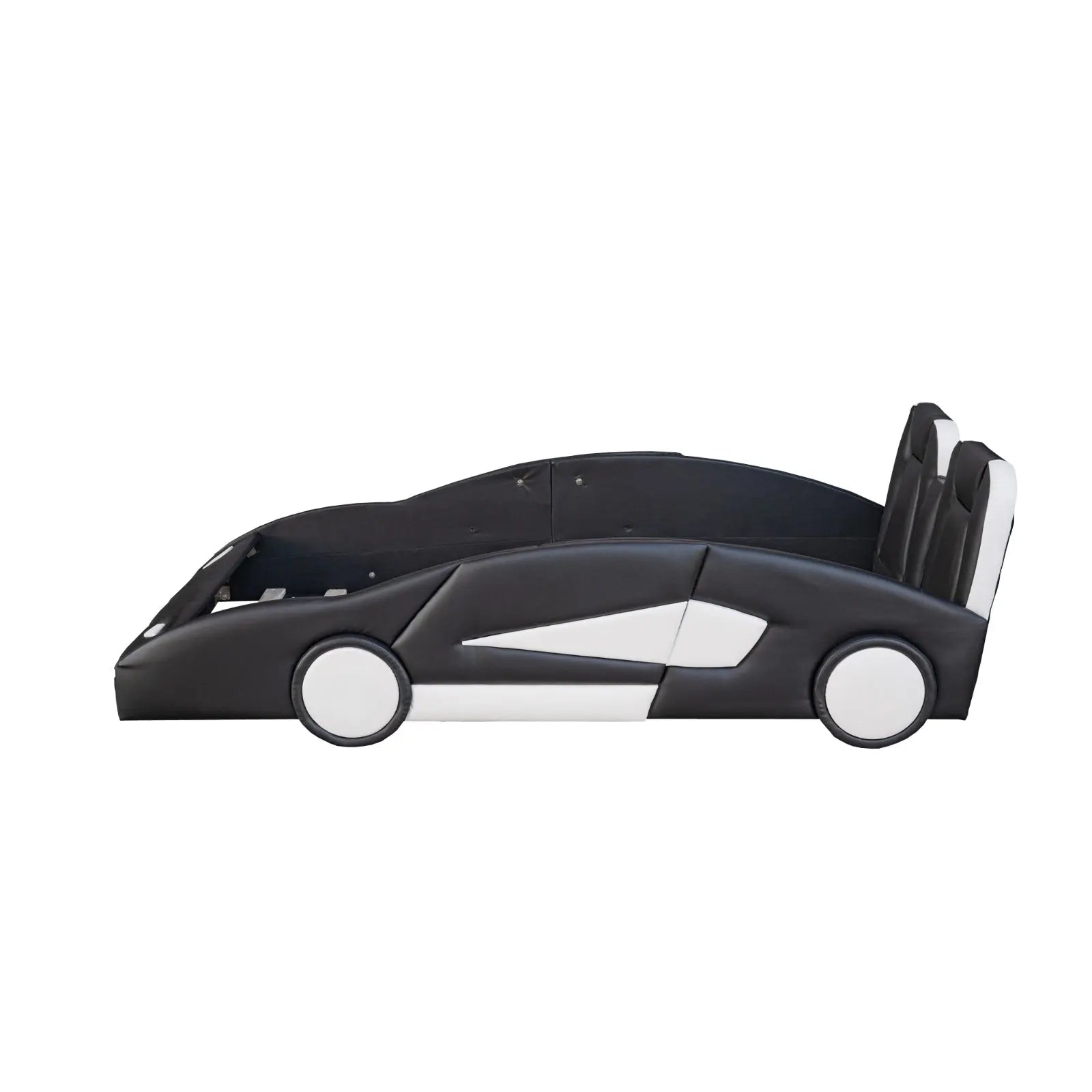Twin Size Race Car-Shaped Platform Bed With Wheels, Black My Store
