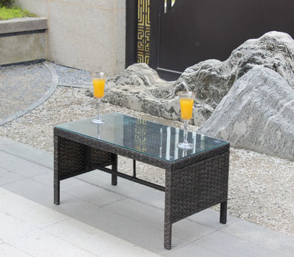 Outdoor Patio Furniture 1 Coffee Table With Clear Tempered Glass My Store