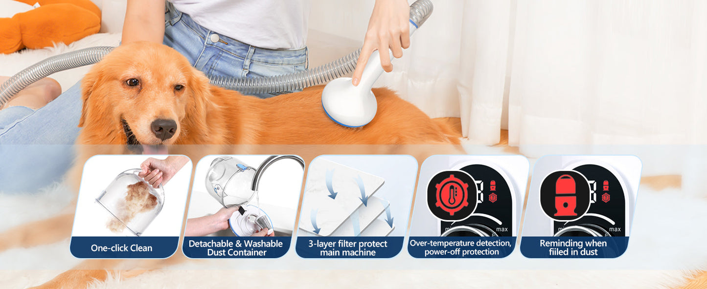 Grooming Kit with 2L Vacuum Suction 99% Pet Hair-Professional with 5 Grooming Tools Ohberri